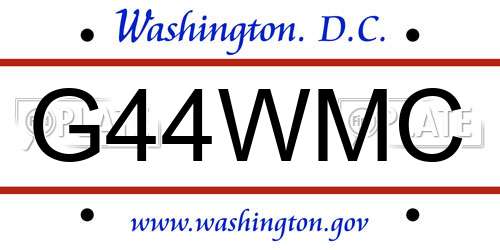 G44WMC District Of Columbia License Plate