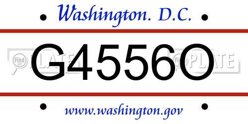 G4556O District Of Columbia License Plate