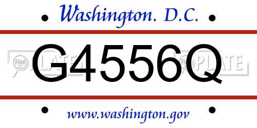 G4556Q District Of Columbia License Plate