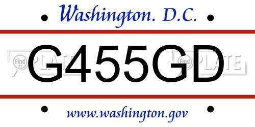 G455GD District Of Columbia License Plate