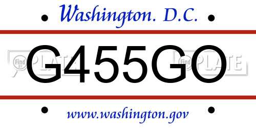 G455GO District Of Columbia License Plate