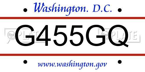 G455GQ District Of Columbia License Plate