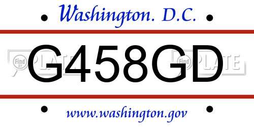 G458GD District Of Columbia License Plate