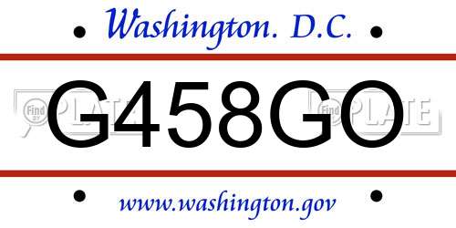 G458GO District Of Columbia License Plate
