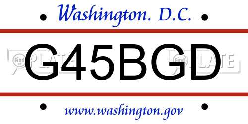 G45BGD District Of Columbia License Plate