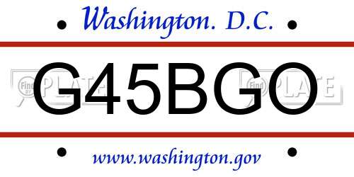 G45BGO District Of Columbia License Plate