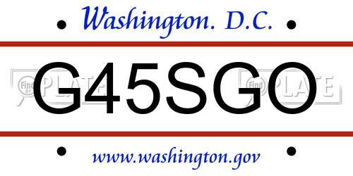 G45SGO District Of Columbia License Plate