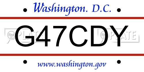 G47CDY District Of Columbia License Plate