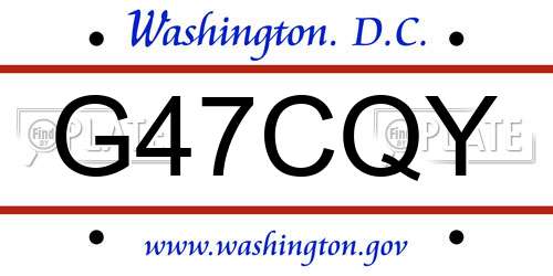 G47CQY District Of Columbia License Plate