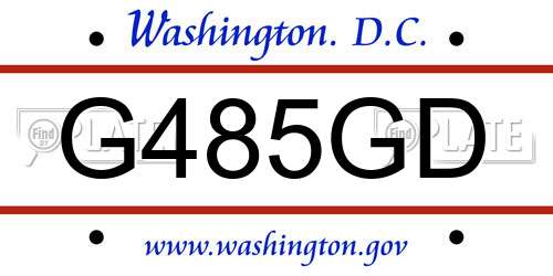 G485GD District Of Columbia License Plate