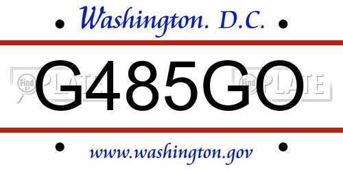 G485GO District Of Columbia License Plate