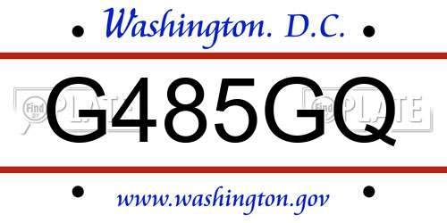 G485GQ District Of Columbia License Plate