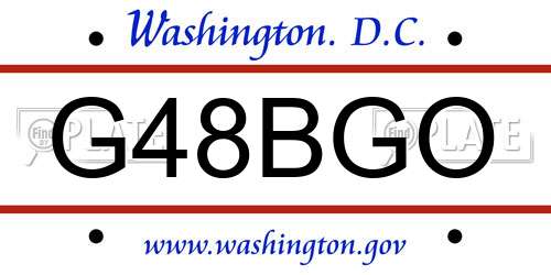 G48BGO District Of Columbia License Plate