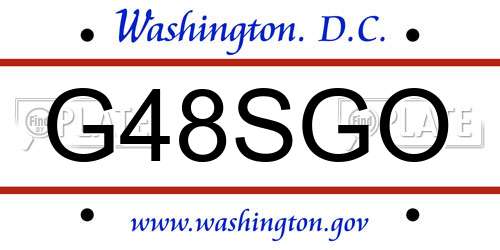 G48SGO District Of Columbia License Plate