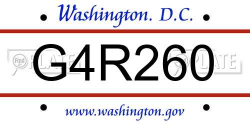 G4R260 District Of Columbia License Plate