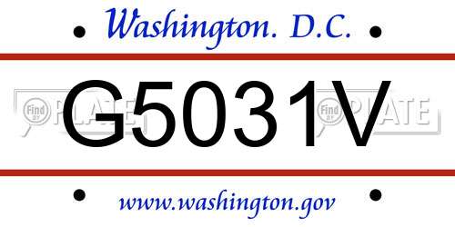 G5031V District Of Columbia License Plate