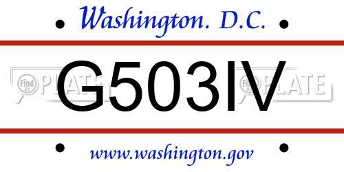 G503IV District Of Columbia License Plate