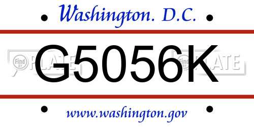 G5056K District Of Columbia License Plate