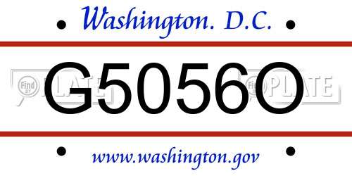 G5056O District Of Columbia License Plate