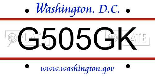 G505GK District Of Columbia License Plate
