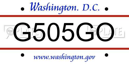 G505GO District Of Columbia License Plate