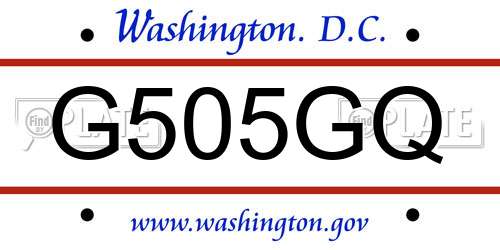 G505GQ District Of Columbia License Plate