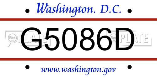G5086D District Of Columbia License Plate