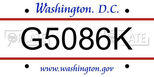G5086K District Of Columbia License Plate