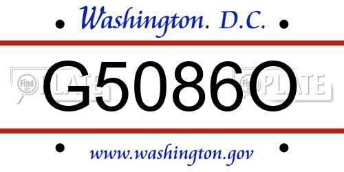 G5086O District Of Columbia License Plate