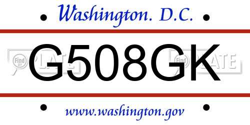 G508GK District Of Columbia License Plate