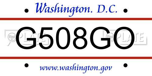 G508GO District Of Columbia License Plate
