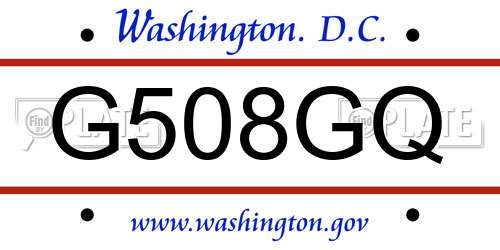 G508GQ District Of Columbia License Plate