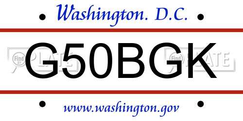 G50BGK District Of Columbia License Plate