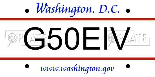 G50EIV District Of Columbia License Plate