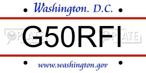G50RFI District Of Columbia License Plate