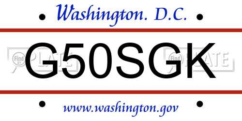 G50SGK District Of Columbia License Plate