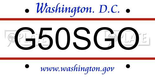 G50SGO District Of Columbia License Plate