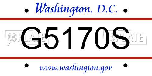 G5170S District Of Columbia License Plate