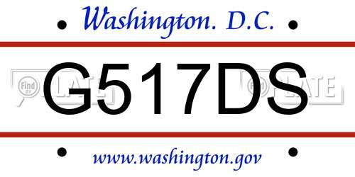 G517DS District Of Columbia License Plate