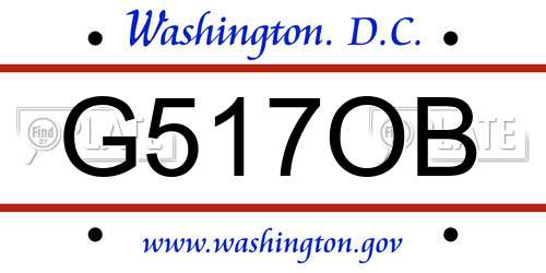 G517OB District Of Columbia License Plate