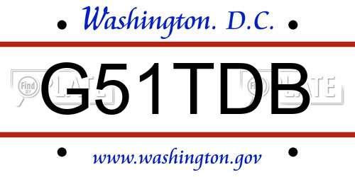 G51TDB District Of Columbia License Plate