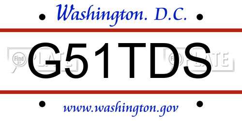 G51TDS District Of Columbia License Plate
