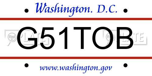 G51TOB District Of Columbia License Plate