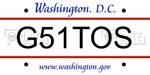 G51TOS District Of Columbia License Plate