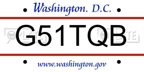 G51TQB District Of Columbia License Plate