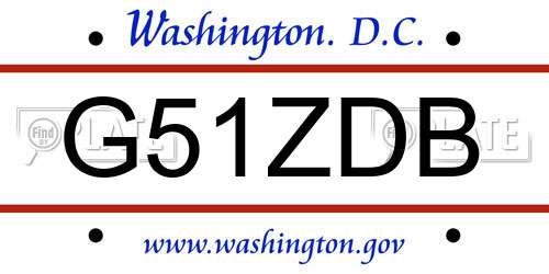 G51ZDB District Of Columbia License Plate