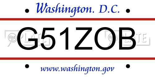 G51ZOB District Of Columbia License Plate