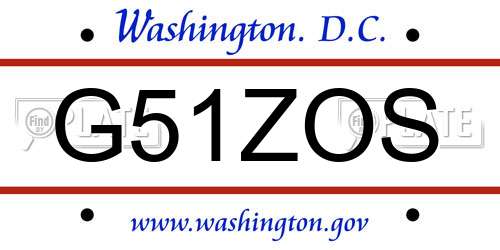 G51ZOS District Of Columbia License Plate
