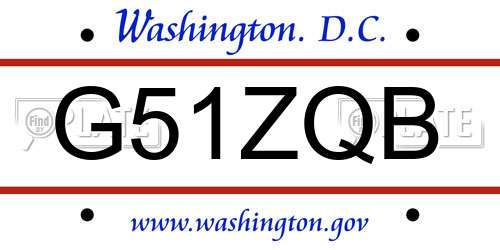 G51ZQB District Of Columbia License Plate