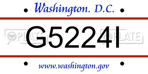 G5224I District Of Columbia License Plate